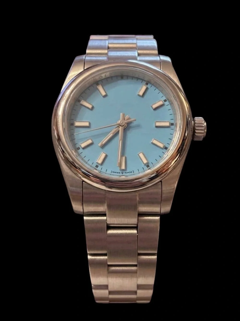 Womens Watch Silver - Tone Band with a Blue Dial